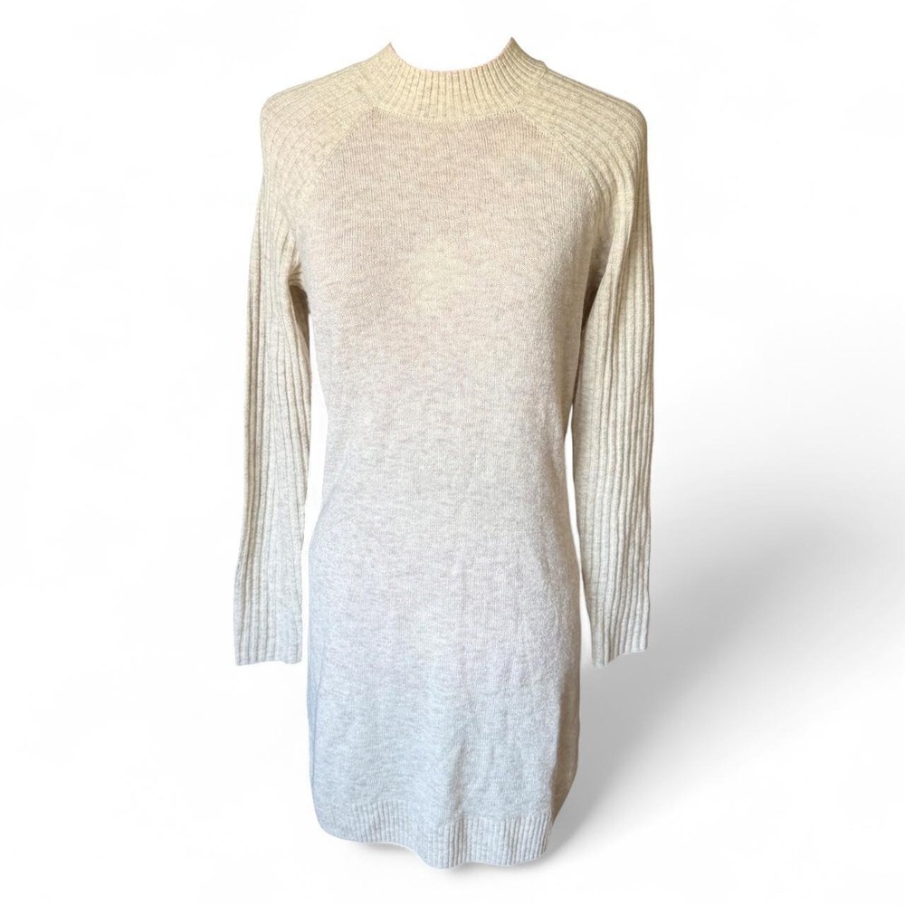 Abercrombie & Fitch Oatmeal Heather Long Sleeve Sweater Dress Buttons Size Small